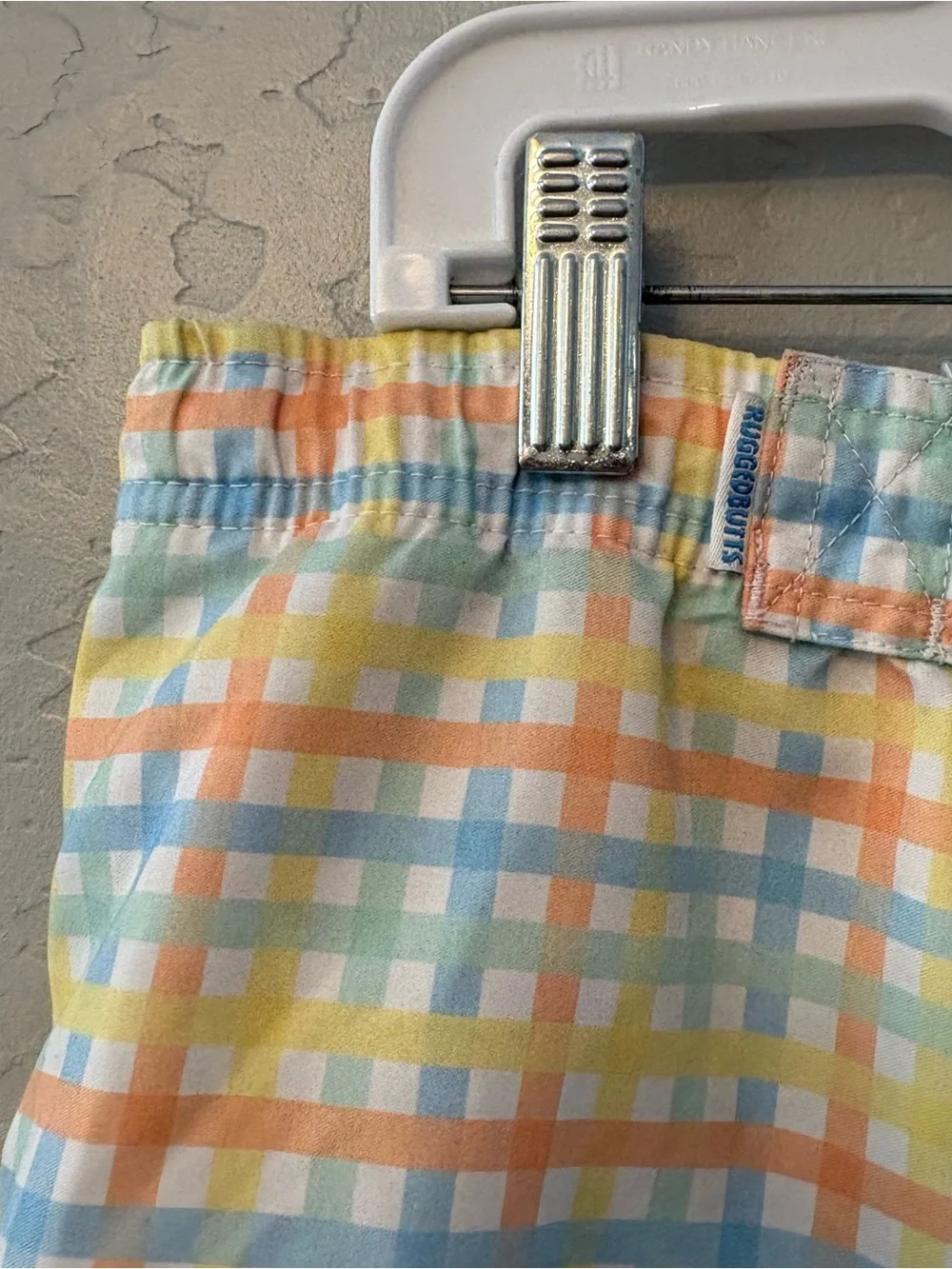 Ruggedbutts summertime gingham pastel swim trunks size 4t
